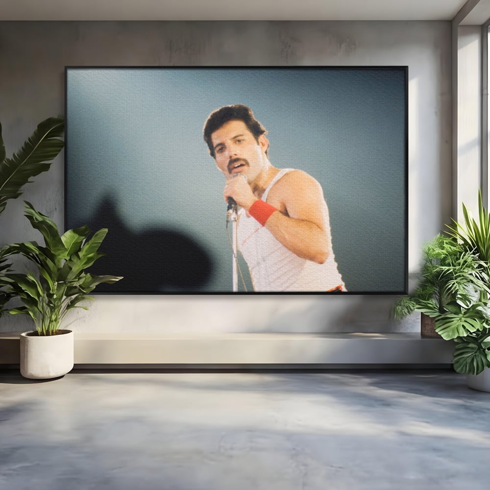 Tablou canvas cu tablou canvas cu freddie mercury, in rama de aluminiu negru